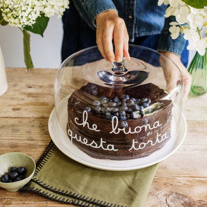 Campana vetro 24,5 cm - Scritta: Che buona questa torta