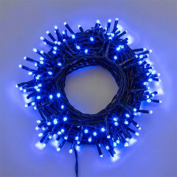 Catena Luminosa 180 LED Blu 17,1 mt- Memory controller 7 giochi di luce + luce fissa con timer 32477