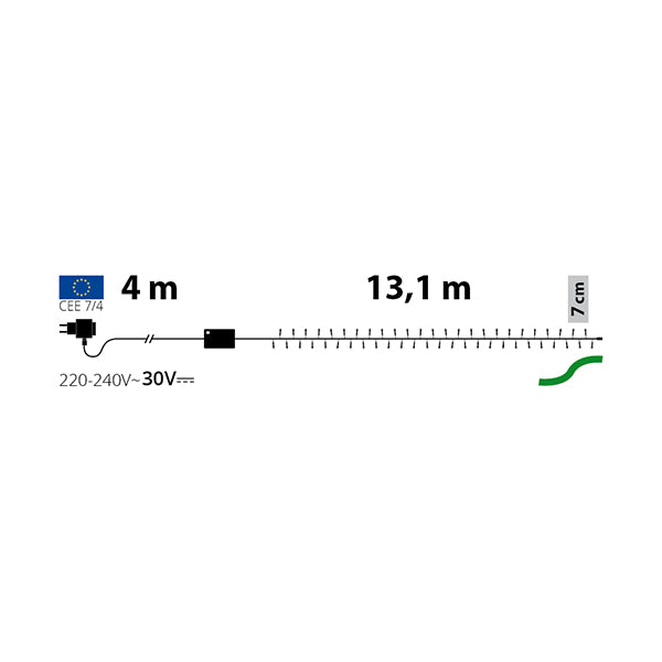 Catena Luminosa 180 LED Blu 17,1 mt- Memory controller 7 giochi di luce + luce fissa con timer 32477
