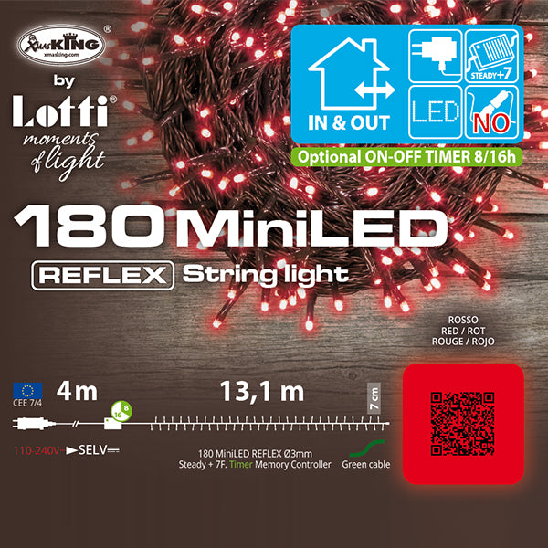 Catena Luminosa 180 LED Rosso 13,1 mt 32484