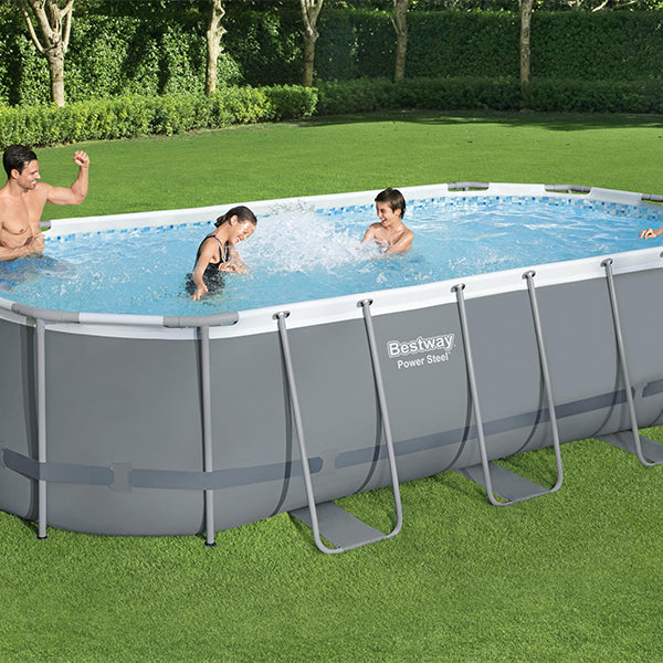 Piscina Ovale Power Steel 549x274x122 cm grigio scuro- 56710 Bestway