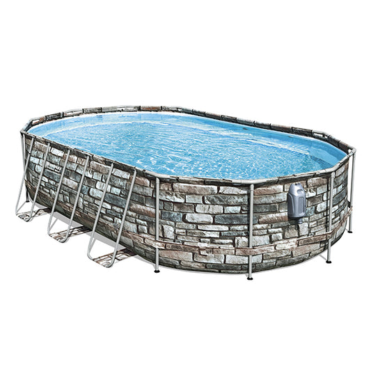 Piscina Ovale Comfort Jet 610x366x122 cm effetto pietra. 56719 Bestway