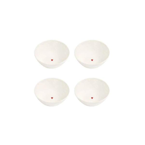 Set 4 Coppette in gres Cuore rosso