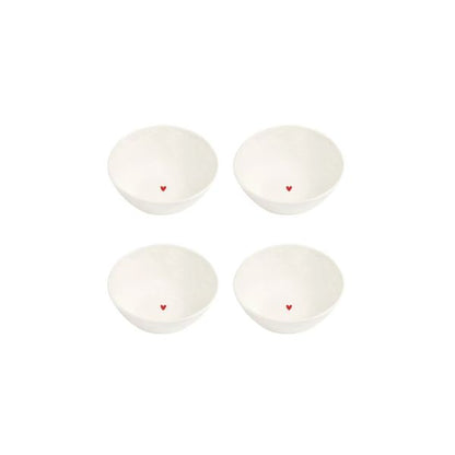 Set 4 Coppette in gres Cuore rosso