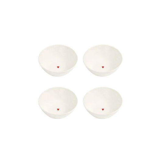 Set 4 Coppette in gres Cuore rosso