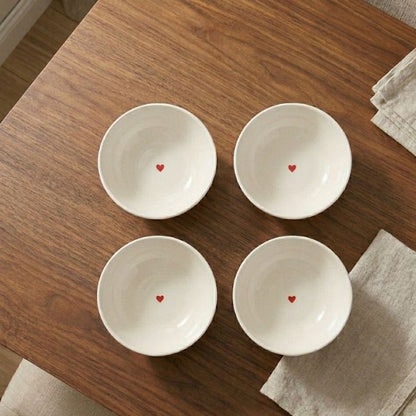 Set 4 Coppette in gres Cuore rosso