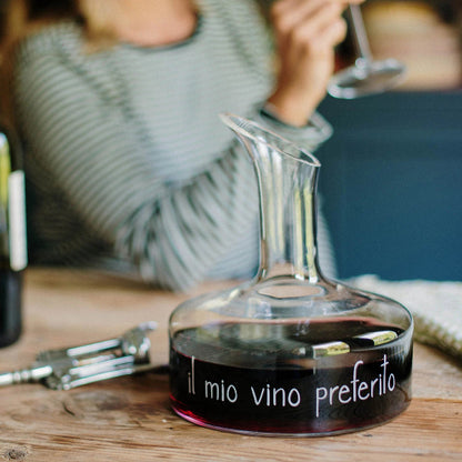 Decanter in vetro - Scritta: Il Mio Vino Preferito