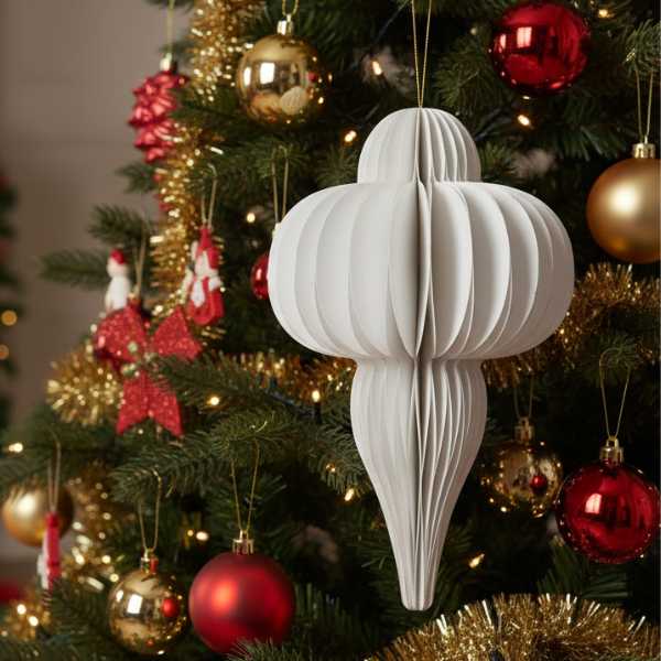 Decorazione Pendente in carta Bianco- H 20 cm