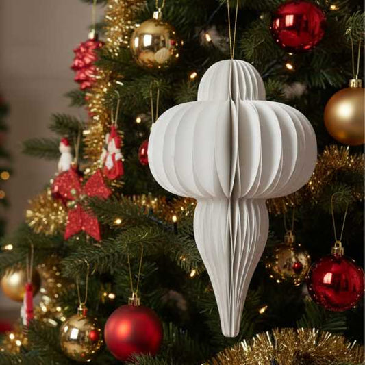 Decorazione Pendente in carta Bianco- H 20 cm