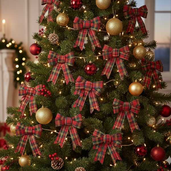 Set 2 fiocchi Scozzesi 17 cm