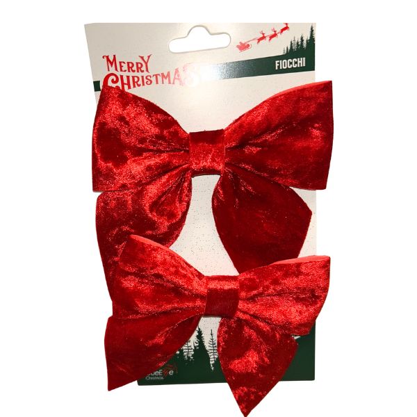 Set 2 fiocchi Rossi 16 cm velluto