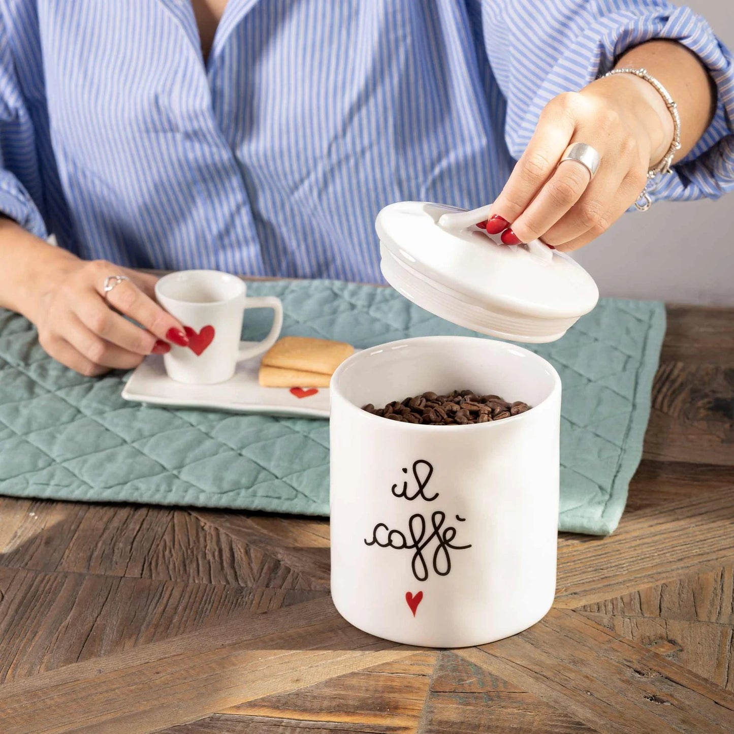 Barattolo in gres- Scritta: Il caffè