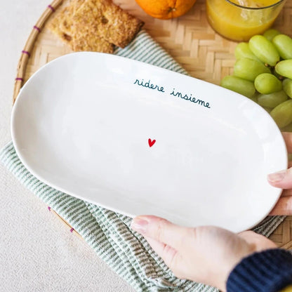 Piatto ovale fondo - Scritta: Ridere insieme - 23 cm