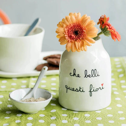 Vaso in gres - Scritta: Che belli questi fiori