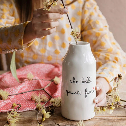 Vaso in gres - Scritta: Che belli questi fiori
