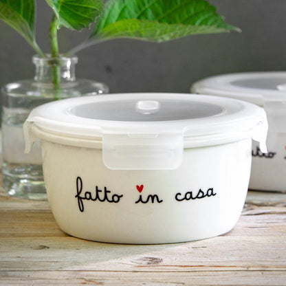 Contenitore Rotondo Scritta: Fatto in casa  L - d14,8x6,6 cm