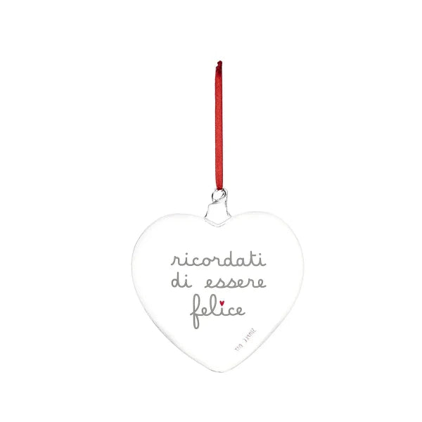 Pallina cuore - Scritta: Ricordati di essere felice