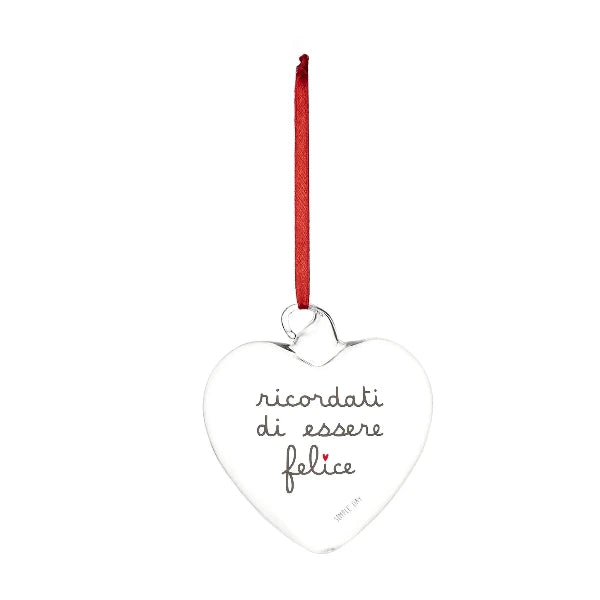 Pallina cuore - Scritta: Ricordati di essere felice