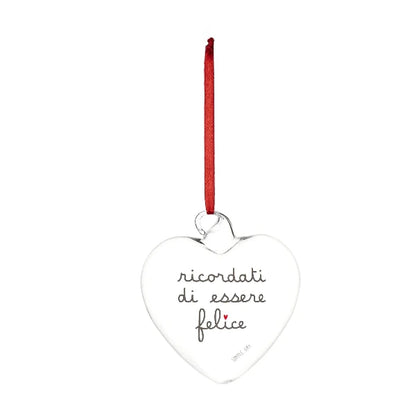 Pallina cuore - Scritta: Ricordati di essere felice