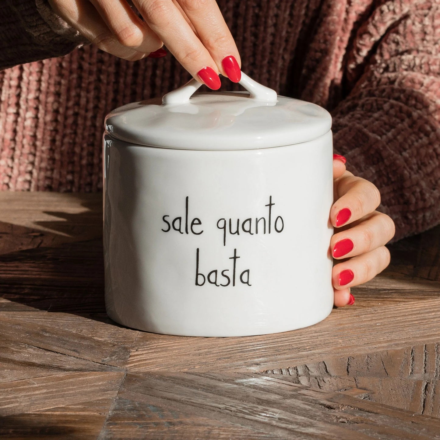 Barattolo Scritta: Sale quanto basta in gres
