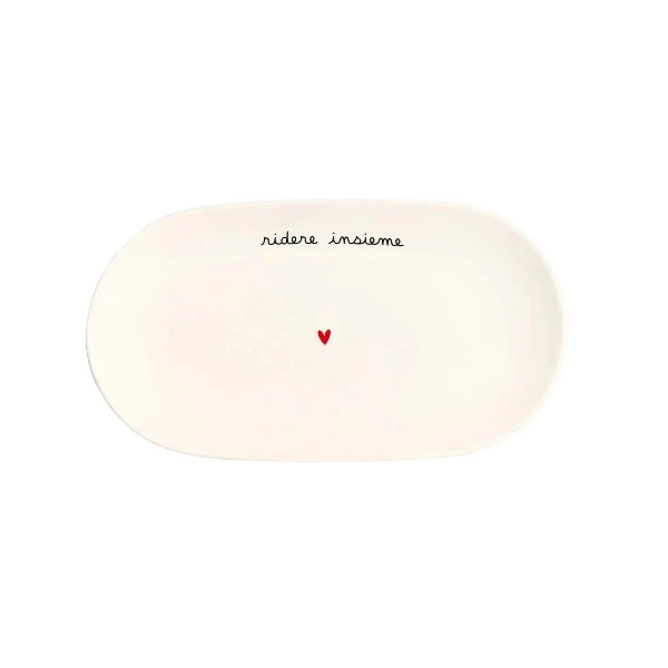 Piatto ovale fondo - Scritta: Ridere insieme - 23 cm