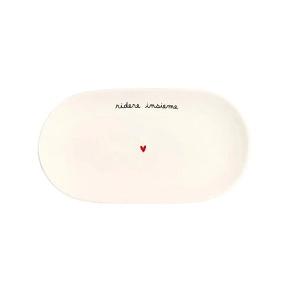 Piatto ovale fondo - Scritta: Ridere insieme - 23 cm