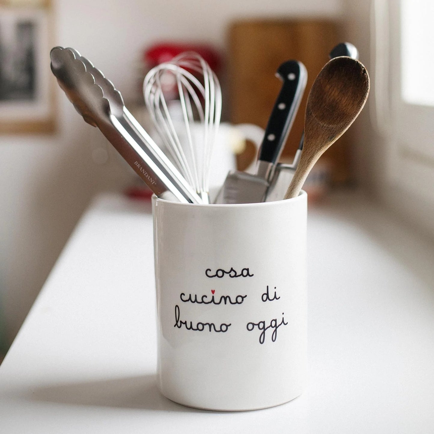 Portamestoli e posate - Scritta: Cosa cucino di buono oggi