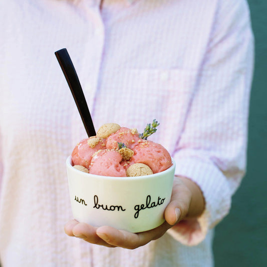 Set 2 Coppette in gres - Scritta: Un buon gelato