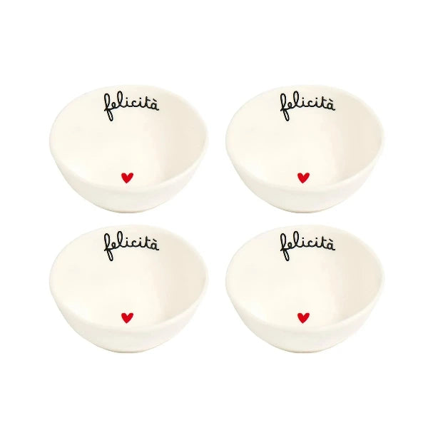 Set 4 coppette - Scritta: Felicità