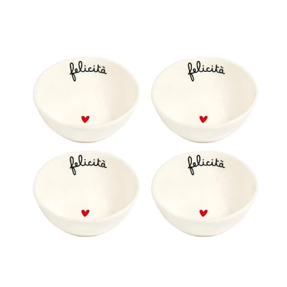 Set 4 coppette - Scritta: Felicità