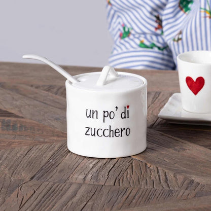 Zuccheriera in gres - Scritta: Un pò di zucchero