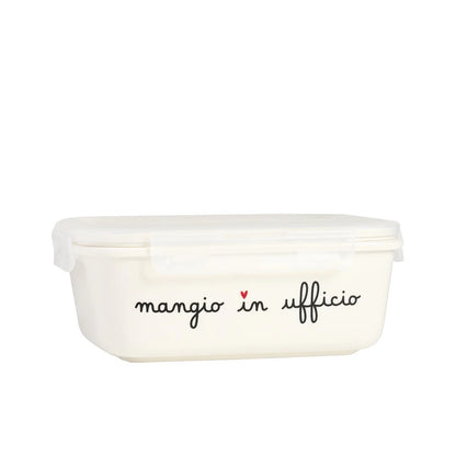 Contenitore Scritta: Mangio in ufficio  L - 19.5X14