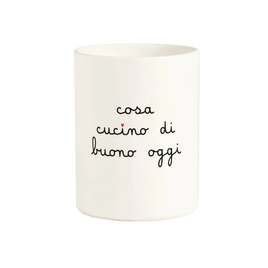 Portamestoli e posate - Scritta: Cosa cucino di buono oggi