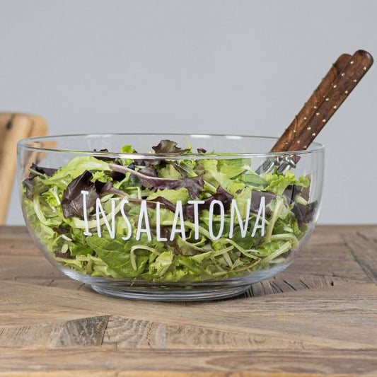Insalatiera in vetro - Scritta: Insalatona