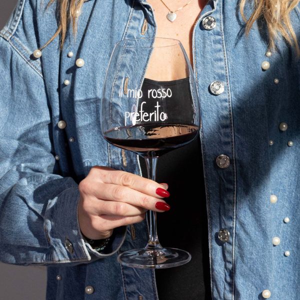 Set 2 calici - Scritta: Il mio rosso preferito 77cl
