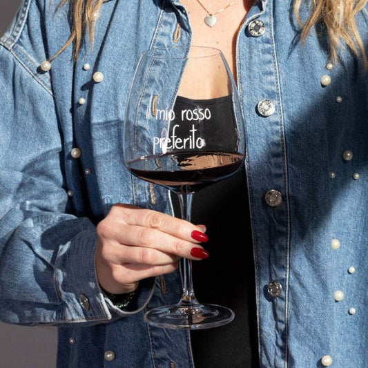 Set 2 calici - Scritta: Il mio rosso preferito 77cl