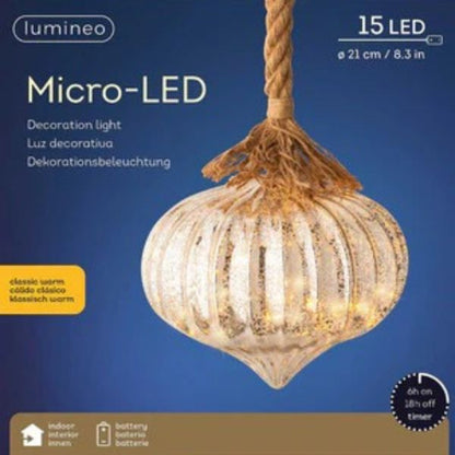 Sfera vetro illuminata con cordone 15 LED Ø 20 cm- 485706