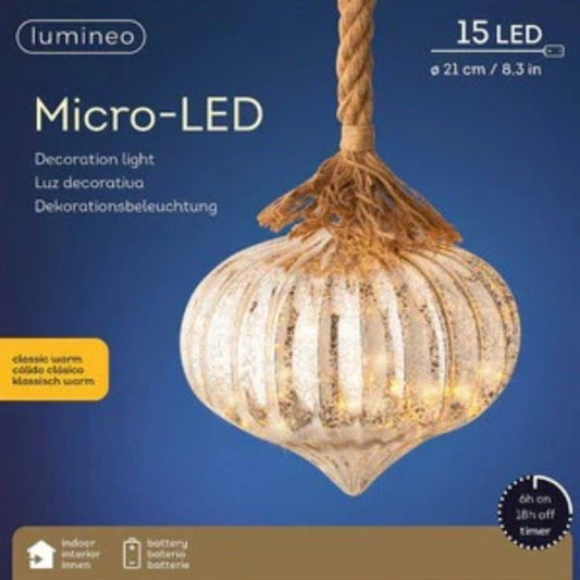 Sfera vetro illuminata con cordone 15 LED Ø 20 cm- 485706