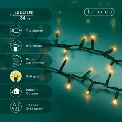 Luci di Natale 1500 LED Soft Gold compatto - 34 mt -495525