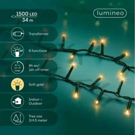 Luci di Natale 1500 LED Soft Gold compatto - 34 mt -495525