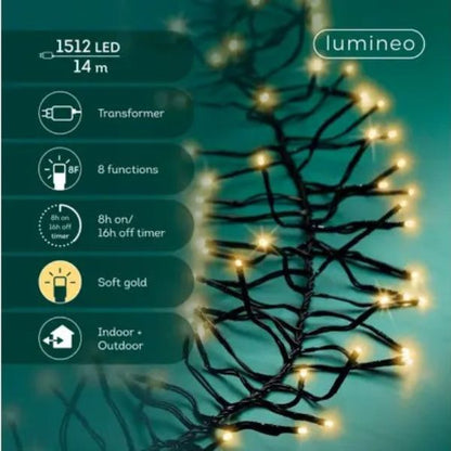 Luci di Natale 1512 LED Soft Gold 14 mt