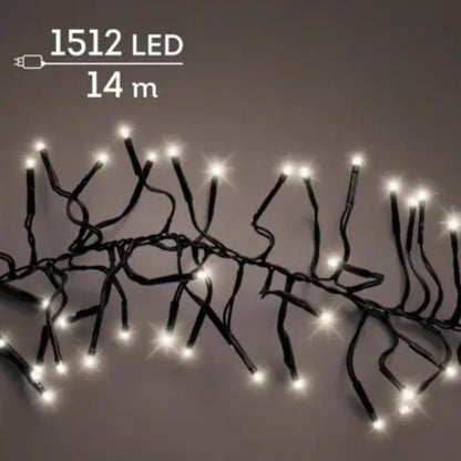 Luci di Natale 1512 LED bianco caldo 14 mt
