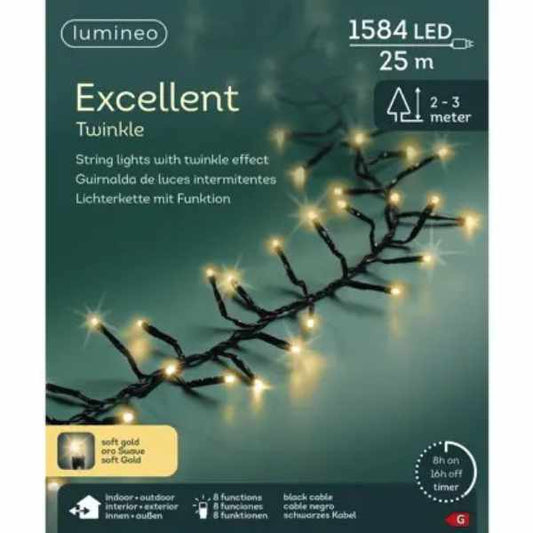 Luci di Natale 1584 LED Excellent Soft Gold - 25 mt - 496393