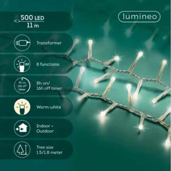Luci di Natale 500 LED Soft Glow Bianco Caldo  - 11 mt - 495669