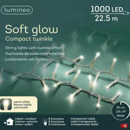 Luci di Natale 1000 LED Soft Glow Bianco Caldo - 22,5 mt - 495681