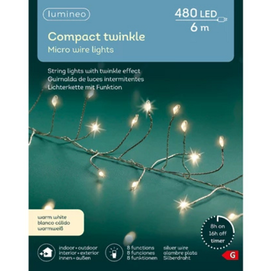 Catena twinkle 480 micro led 6 mt Bianco Caldo- 496676