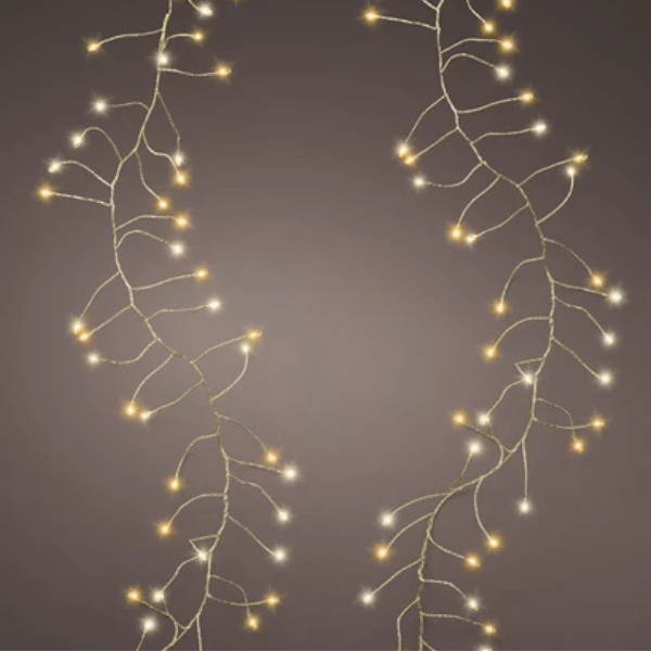 Catena LED 34 Metri Con 480 Luci Bianche Fisse E 7 Modalità - Per Interni/Esterno Con Funzione Memoria