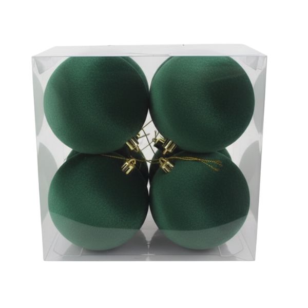 Palline di Natale Verdone Velluto 12 cm - 4 pz