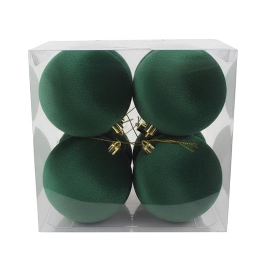 Palline di Natale Verdone Velluto 12 cm - 4 pz