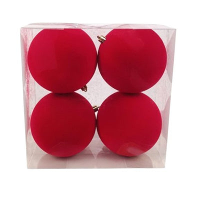 Palline di Natale Rosso Velluto 12 cm - 4 pz